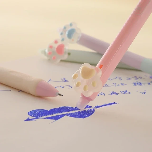 2pcs Cat Paw Blue Ink Erasable Gel Pens Kawaii Erasable Needle